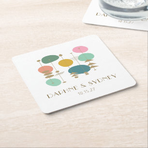 Porta-copo De Papel Quadrado Casamento Personalizado do Meio século de Idade At