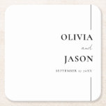 Porta-copo De Papel Quadrado Casamento Personalizado Negro e Branco Minimalista<br><div class="desc">Portas copos de Casamento Personalizado Preto e Branco Minimalistas Modernos</div>