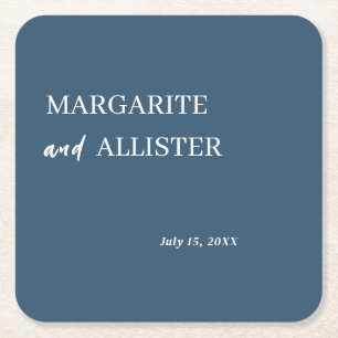 Porta-copo De Papel Quadrado Casamento Quadrado Azul-Inusso Personalizado
