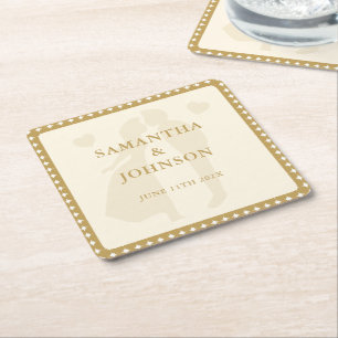 Porta-copo De Papel Quadrado Casamento Retro Ballroom Vintage Marfim