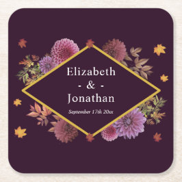 Porta-copo De Papel Quadrado Casamento Romântico de Dahlia de outono