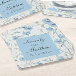 Porta-copo De Papel Quadrado Casamento Russo do Jardim do Campo Azul Floral Dus