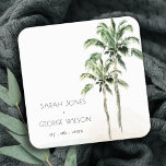 Porta-copo De Papel Quadrado Casamento Rustic Tropical Beach Palm Tree Watercol<br><div class="desc">Para qualquer outra personalização ou qualquer outro item correspondente,  entre em contato comigo em yellowfebstudio@gmail.com</div>