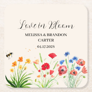 Porta-copo De Papel Quadrado Casamento Rustic Wildflower Garden Primavera Water