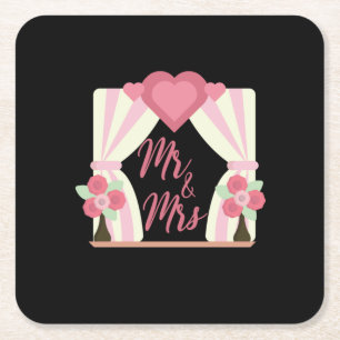 Porta-copo De Papel Quadrado Casamento Senhor e Senhora