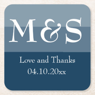Porta-copo De Papel Quadrado Casamento Simples Moderno Azul Marinho