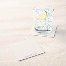Porta-copo De Papel Quadrado Casamento Simples Personalizado Com Creme E Dourad