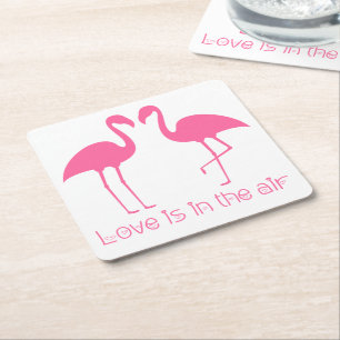 Porta-copo De Papel Quadrado Casamento Tropical de Praia Havaiano Flamingos Ros