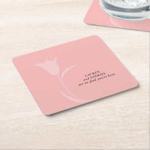 PORTA-COPO DE PAPEL QUADRADO CASAMENTO TULIPA ROSA MOD