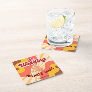 Porta-copo De Papel Quadrado Casamento vintage de Vibes Retroativas