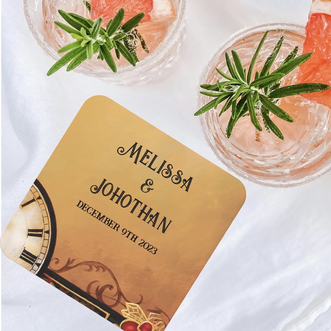 Porta-copo De Papel Quadrado Casamento Vitoriano Steampunk (Criador carregado)