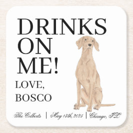 Porta-copo De Papel Quadrado Casamento Vizsla Personalizado