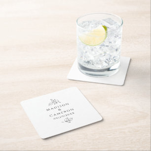 Porta-copo De Papel Quadrado Casamentos Legais Deixam Nomes e Datas Brancos