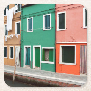 Porta-copo De Papel Quadrado Casas na orla marítima