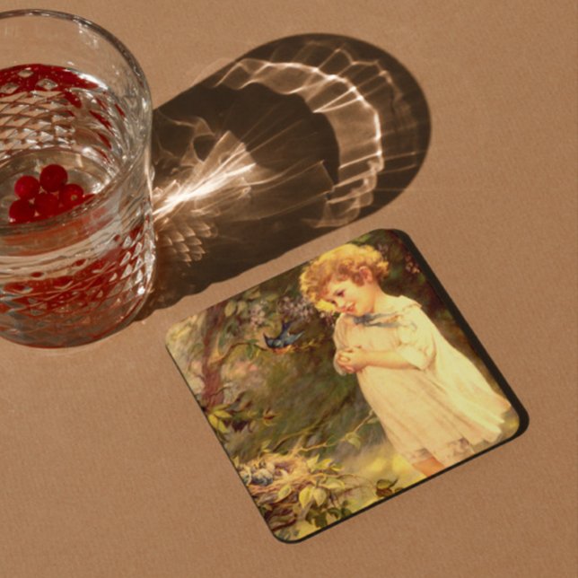 Porta-copo De Papel Quadrado Casinha vitoriana com aves (Criador carregado)