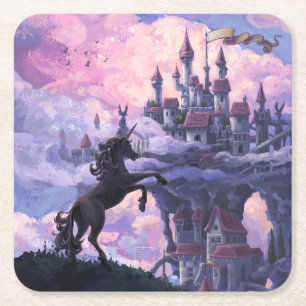 Porta-copo De Papel Quadrado Castelo de Unicorn