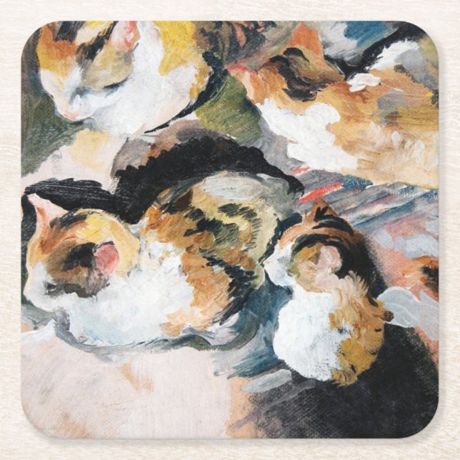 Porta-copo De Papel Quadrado Cat, August Macke (Frente)