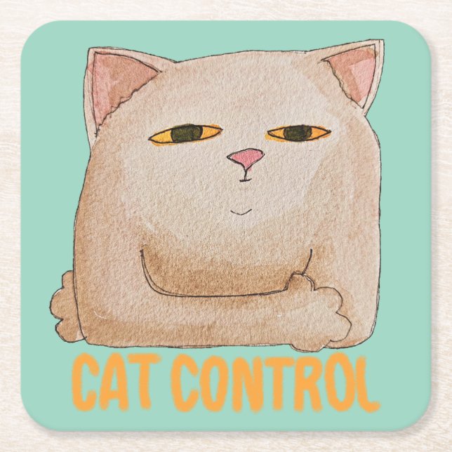 Porta-copo De Papel Quadrado Cat Control (Frente)