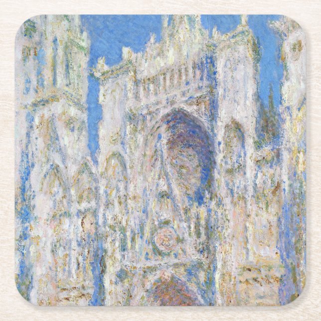 Porta-copo De Papel Quadrado Catedral de Rouen (Luz do Sol), Monet (Frente)