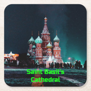 Porta-copo De Papel Quadrado Catedral de santo Basil, Moscou, Rússia