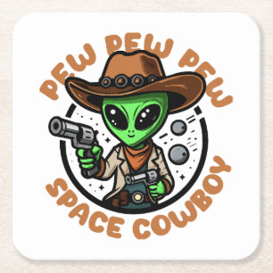 Porta-copo De Papel Quadrado Caubói Espacial Alien Divertido