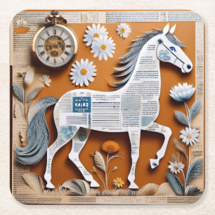 Porta-copo De Papel Quadrado cavalinho de papel mata-borrão
