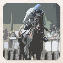 Porta-copo De Papel Quadrado Cavalo De Corrida Com Jockey Na Porta copos De Pap