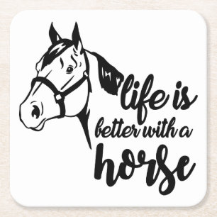 Porta-copo De Papel Quadrado Cavalo de festa ocidental preto e branco equestre