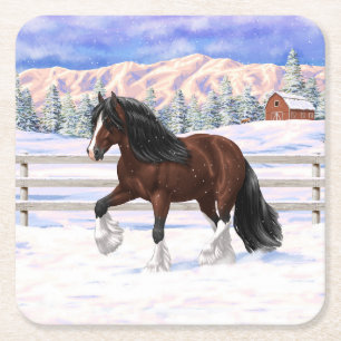 Porta-copo De Papel Quadrado Cavalo de Rascunho de Vanner Gypsy Bay Brown em Ne