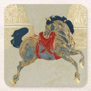 Porta-copo De Papel Quadrado Cavalo Dourado Imperial