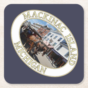 Porta-copo De Papel Quadrado Cavalo e Carruagem na Ilha Mackinac Centro, MI