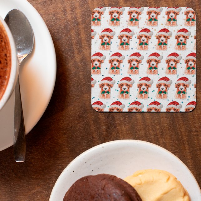 Porta-copo De Papel Quadrado Cavoodle Dog Raça Estrelas de Natal (Criador carregado)
