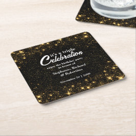 Porta-copo De Papel Quadrado Celebração Tripla Aniversário Conjunto Dourado Pre