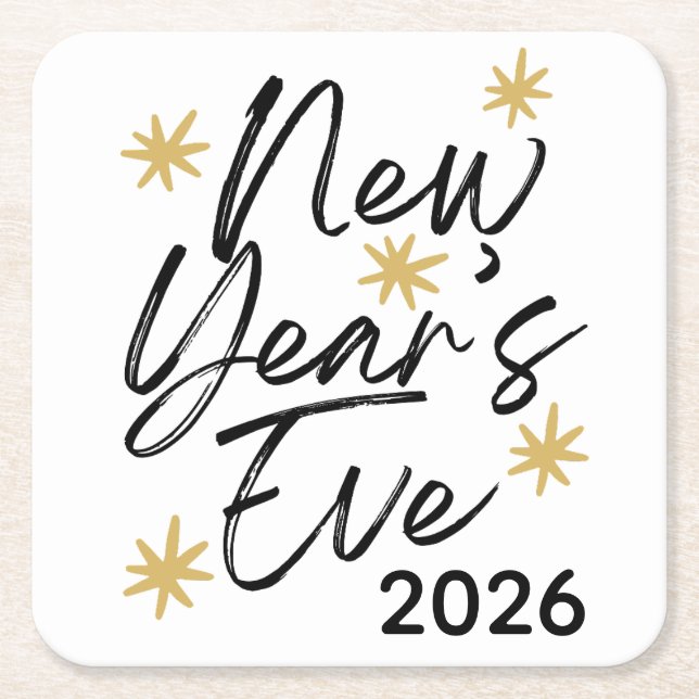 Porta-copo De Papel Quadrado Celebration Stars New Year's Eve Party (Frente)