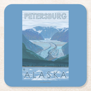 Porta-copo De Papel Quadrado Cena da geleira - Petersburgo, Alaska