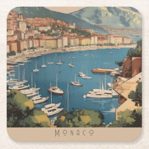 Cena de Viagem do Porto de Mônaco Vintage com Text