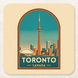Porta-copo De Papel Quadrado Cena panorâmica do céu de Toronto Canadá Viagem Vi