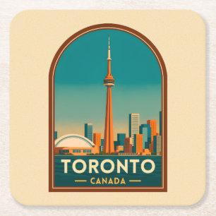 Porta-copo De Papel Quadrado Cena panorâmica do céu de Toronto Canadá Viagem Vi