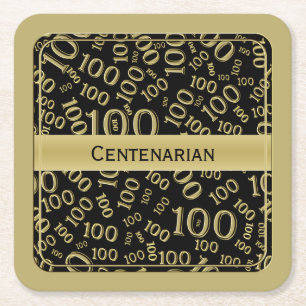 Porta-copo De Papel Quadrado "Centenário" Preto/ouro 100º Tema do Partido Sq