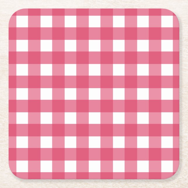 Porta-copo De Papel Quadrado Cerise Gingham (Frente)