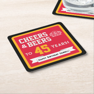 Porta-copo De Papel Quadrado Cervejas com Tema Esportivo e Feliz Aniversário Ch