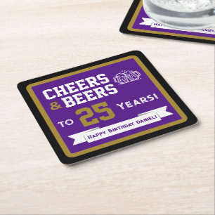Porta-copo De Papel Quadrado Cervejas com Tema Esportivo e Feliz Aniversário Ch