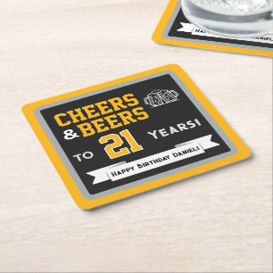 Porta-copo De Papel Quadrado Cervejas e Aplausos com Tema Esportivo para Festa