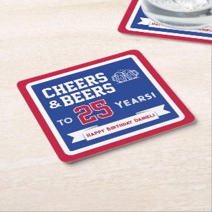 Porta-copo De Papel Quadrado Cervejas e Aplausos com Tema Esportivo para Festa
