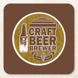 Porta-copo De Papel Quadrado Cervejeira de artesanato - Castanho com aspecto de