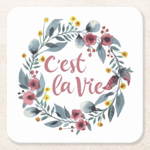 Porta-copo De Papel Quadrado C'est La Vie French