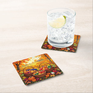 Porta-copo De Papel Quadrado Cestos Coloridos de Colheita de Outono