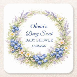 Porta-copo De Papel Quadrado Chá de Bebê Berry Sweet Menina Bebê Azul Menino Be