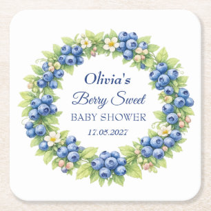 Porta-copo De Papel Quadrado Chá de Bebê Berry Sweet Menina Bebê Azul Menino Be
