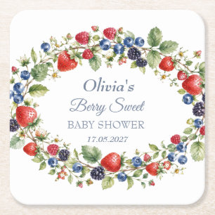 Porta-copo De Papel Quadrado Chá de Bebê Berry Sweet Menina Bebê Azul Menino Be